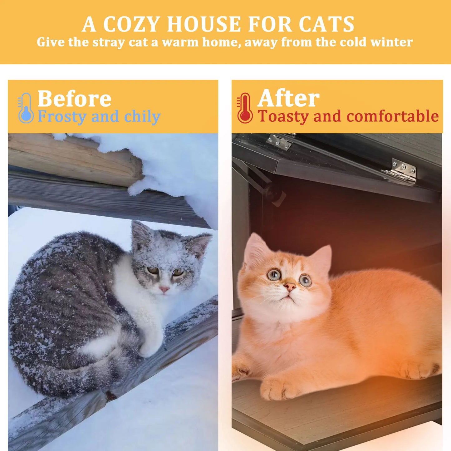 HDPE Indoor Outdoor Cat House, Weatherproof, Feral Cat Shelter for Multiple Cats, Outdoor HDPE Sheet Cat and Rabbit House