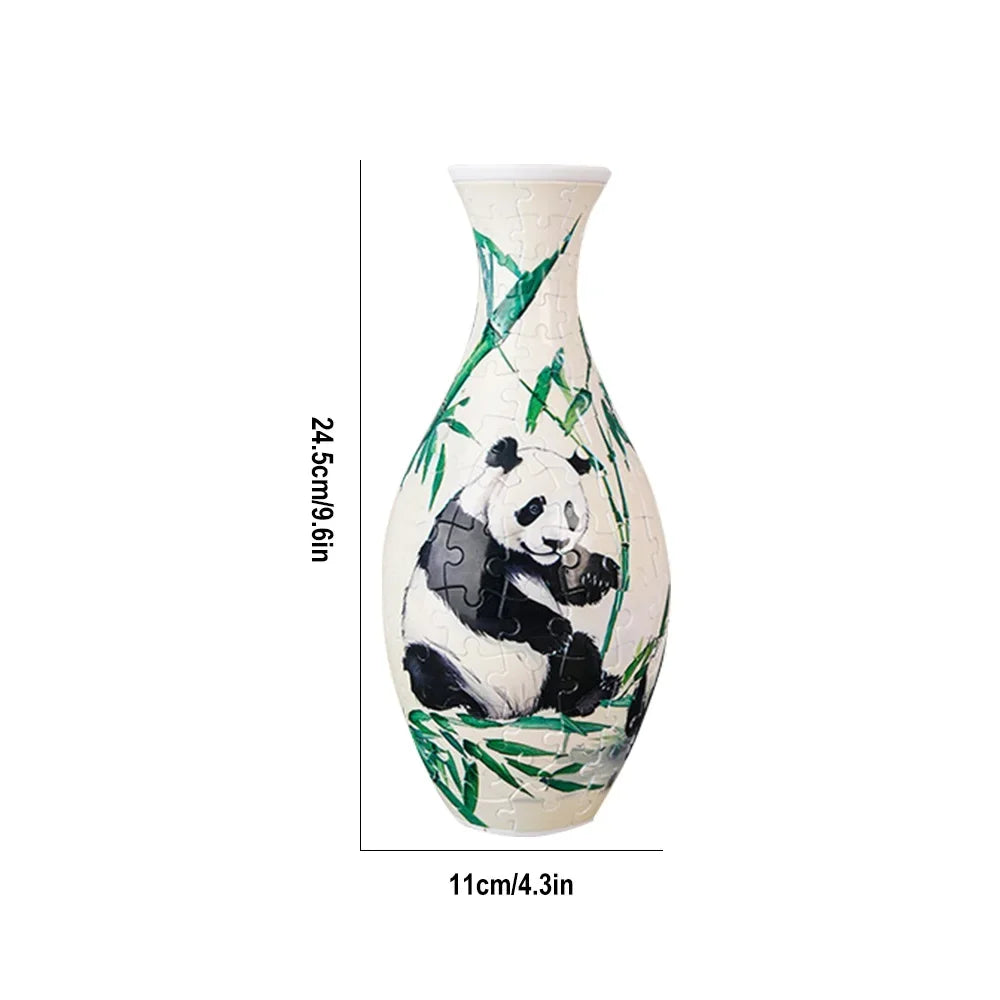 3D Puzzle Vase Panda Flower Porcelain Design Made Plastic Home Decoration and Flower Arrangement Housewarming Kids Toys Gifts