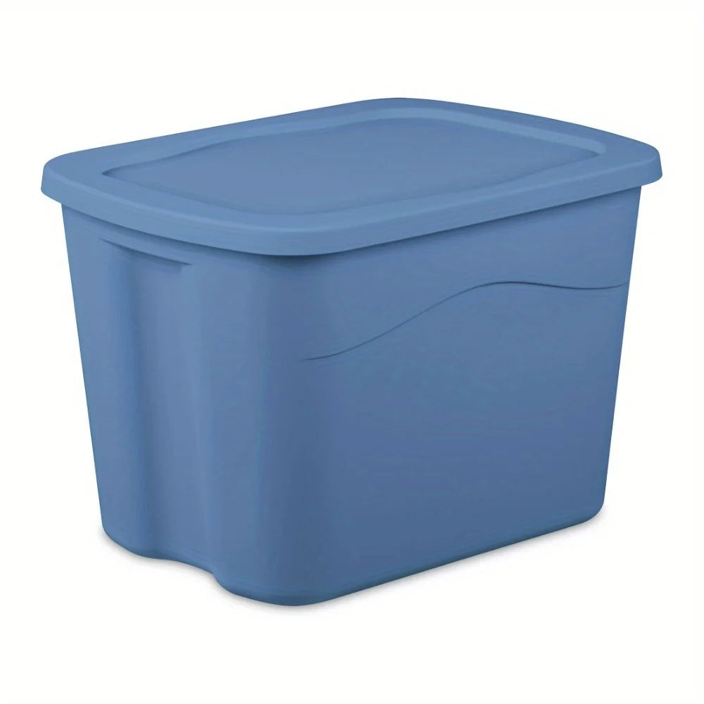 Pack of 8 Storage Bin, 18 Gallon Plastic Storage Container with Snap-on Lid, Light Blue