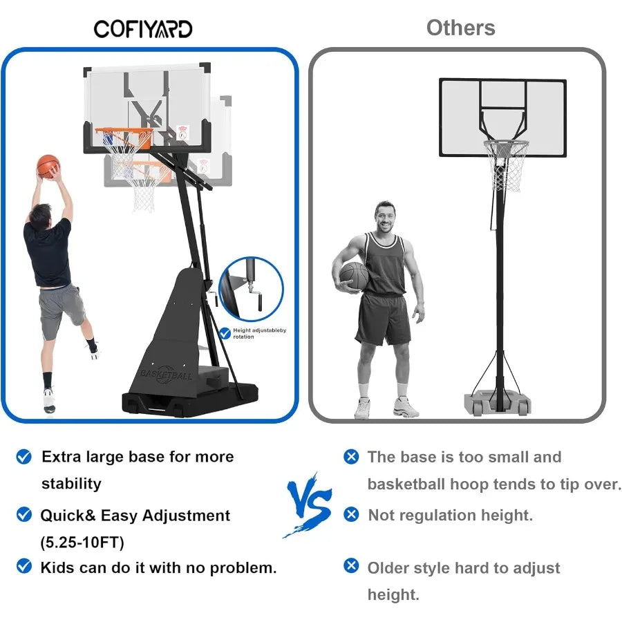 Basketball Hoop Outdoor with 44 54 Inch Shatterproof Backboard 5.2510FT Height Portable Basketball Hoop with Sandbag Adjustable