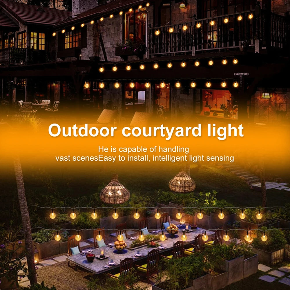 Solar String Lights Outdoor Bubble Ball Lighting String 8 LIghting Modes for Garden Wedding Birthday Holiday Theme Decoration