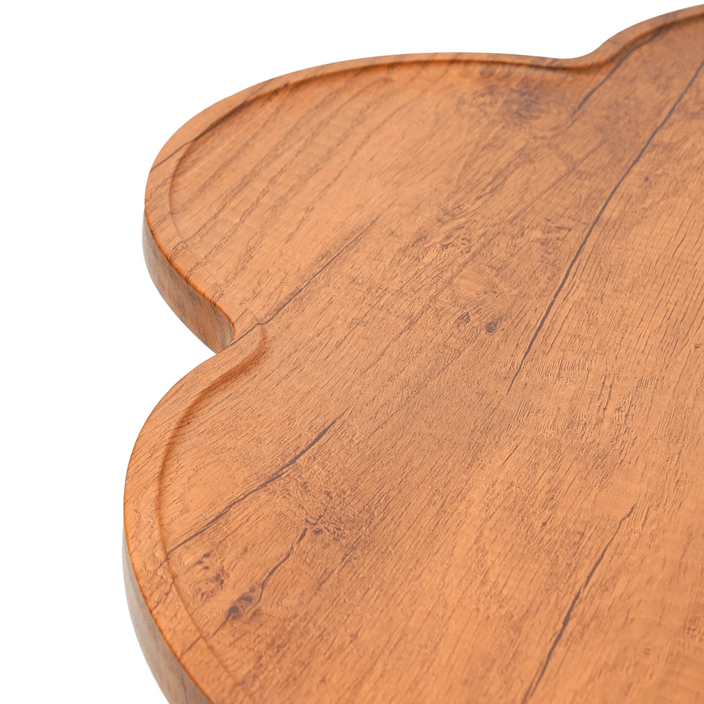 23.6" Flower-shaped Coffee Table Log Color with Wood Legs for Living Room,Bedroom,Study,Backyard,Balconies,Suitable Height