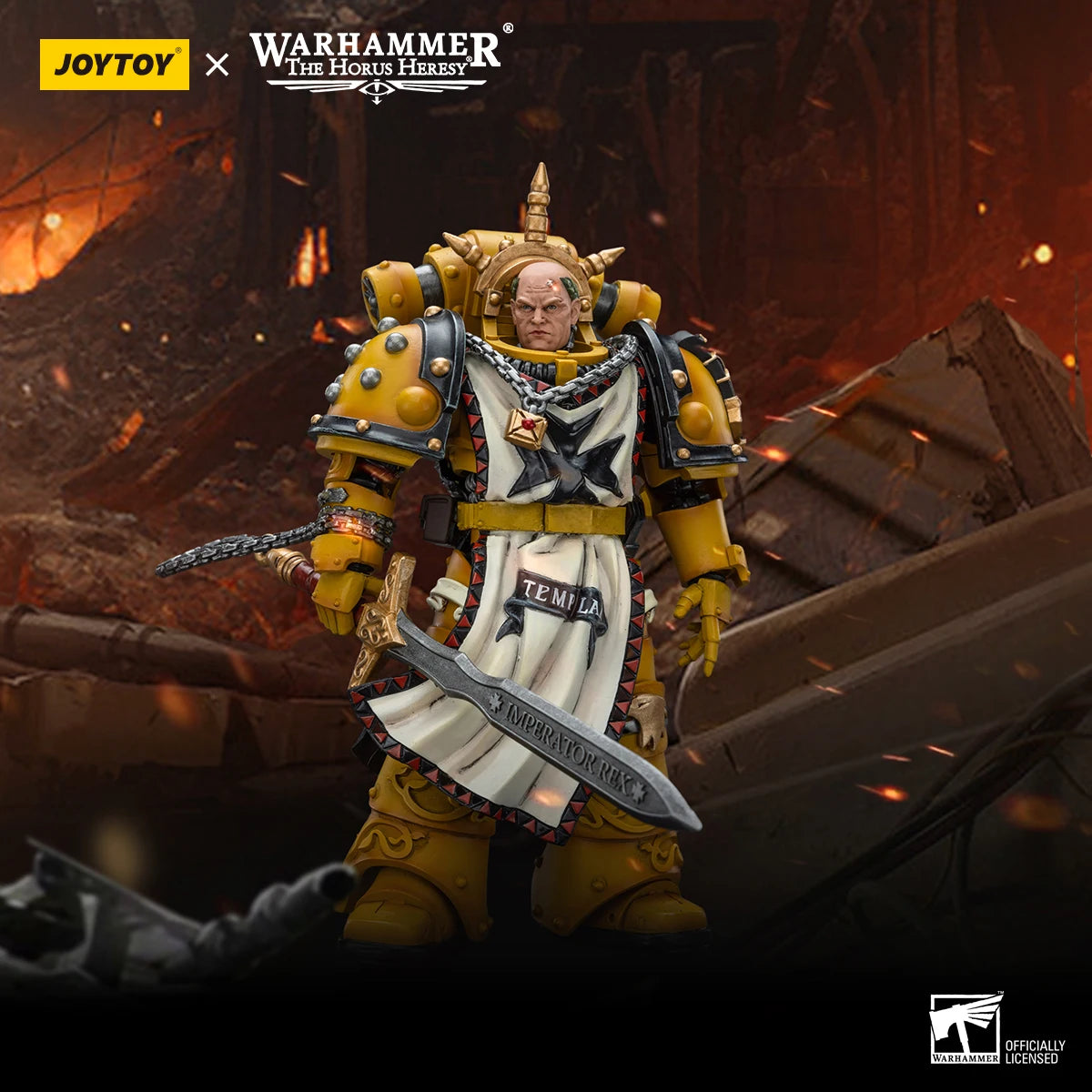 JOYTOY Warhammer 40K 1/18 Action Figure Imperial Fists Sigismund, First Captain of the Imperial Fists Anime figures Toys Model