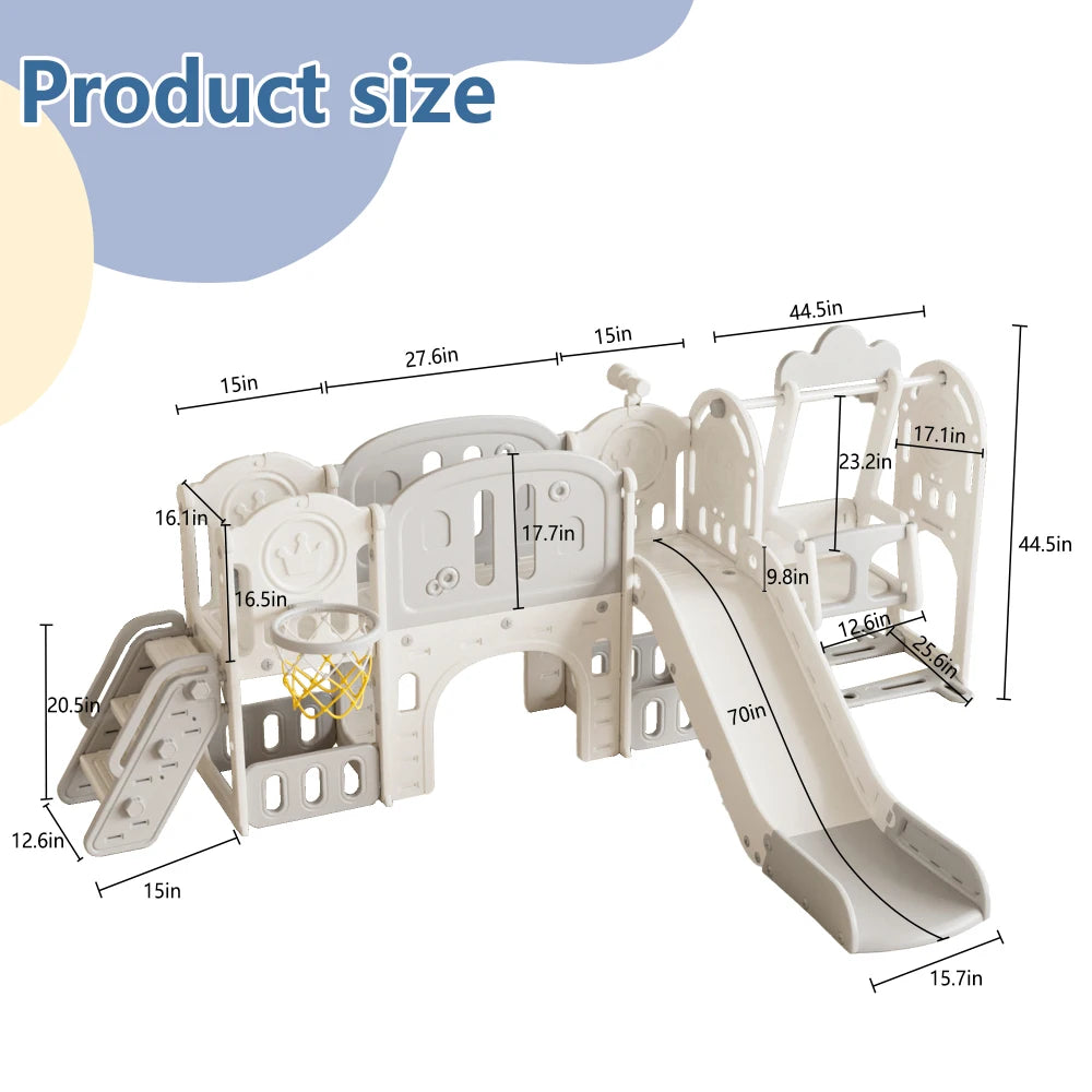 Toddler Slide, Kids Slide for Toddlers Age 1-4, 11in 1 Baby Slide Outdoor Indoor Playground with Basketball Hoop and Extra long