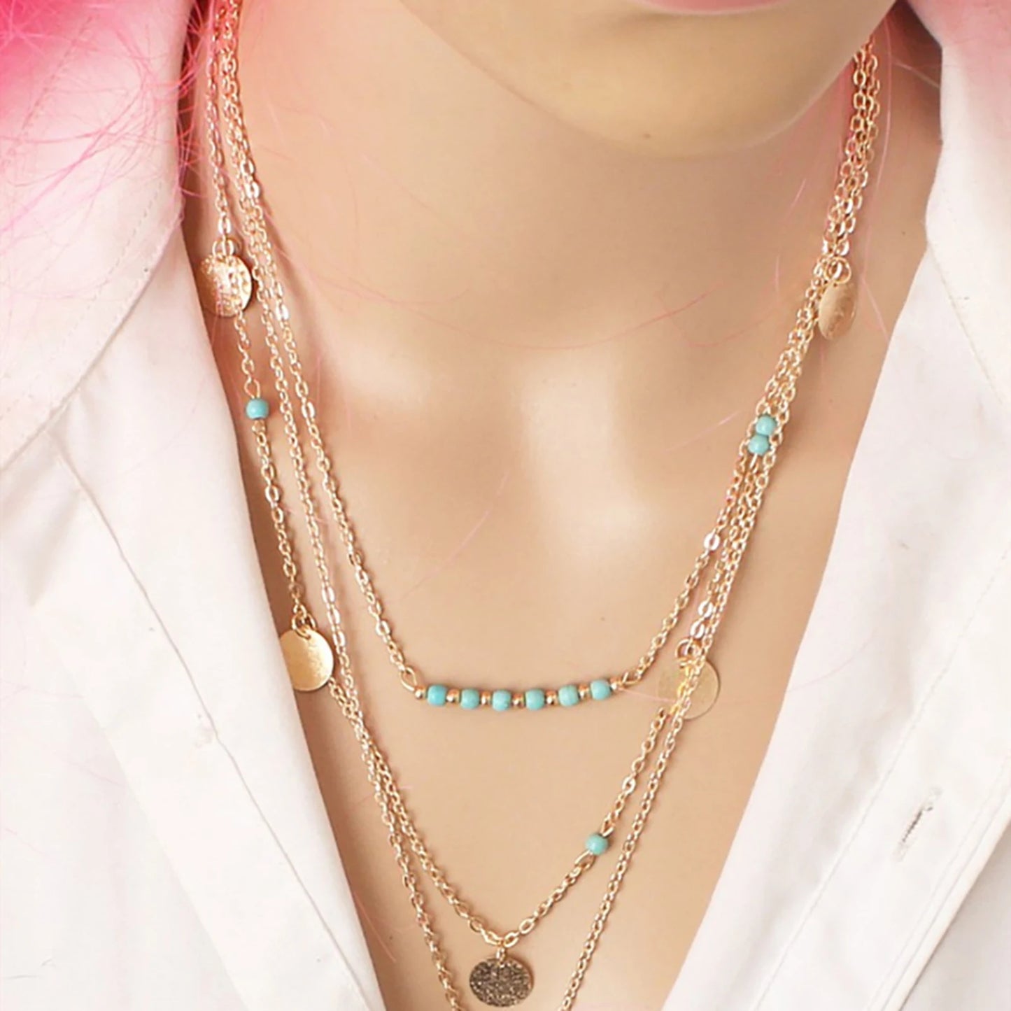 Woman Necklace with Feather Pendant Durable Alloy Skin-friendly Glossy Necklace for Banquet Wedding Dresses Skirts MIAO