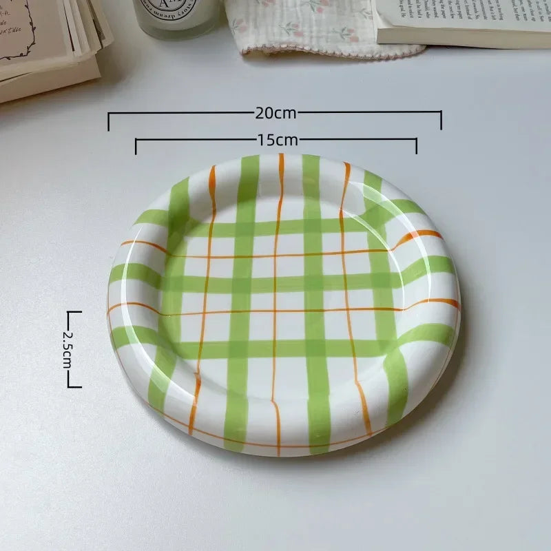 Cute Korean Ceramic Plate Unique Plate For Cake Food Dinner Breakfast Dessert Salad Decorative Dish Table Decorations Small dish