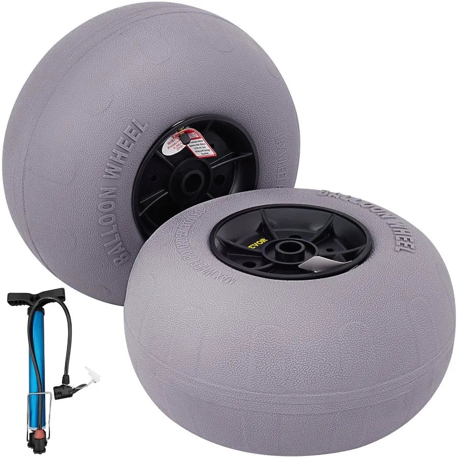 Beach Balloon Wheels 13 Replacement Sand Tires TPU Cart Tires for Kayak Dolly Canoe Cart and Buggy w Free Air Pump 2Pack