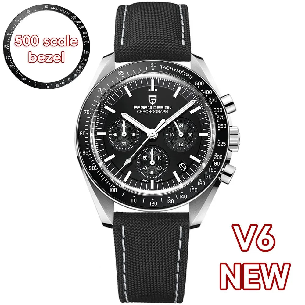 PAGANI DESIGN 2025 New Moon Watches Men Quartz Watch For Men Auto Date Speed Sport Chronograph AR Sapphire Mirror Wrist watch