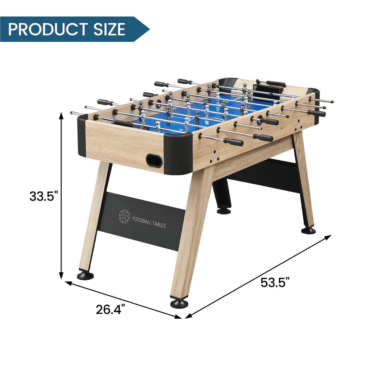 53.5 Inch Competition Sized Foosball Table Game Table Foosball Table Adult Size Arcade Table Soccer with 3 Balls Easy Assembly