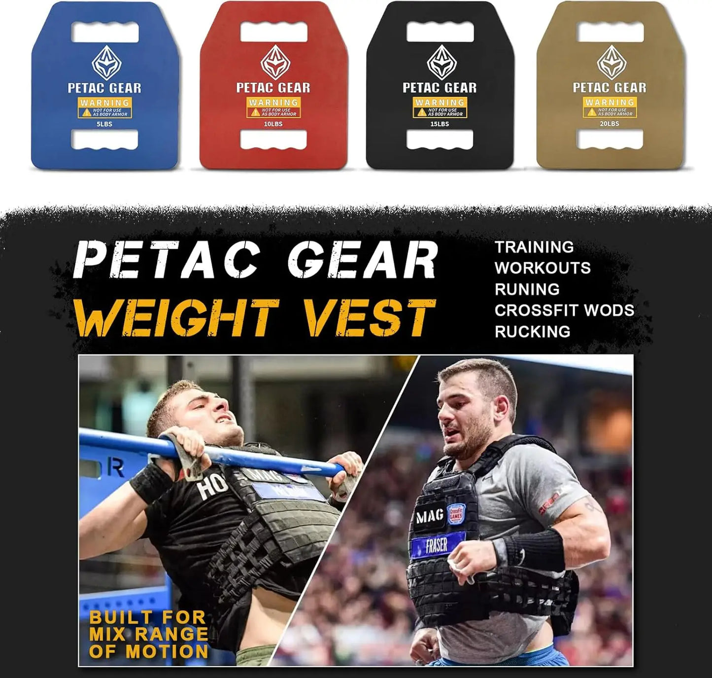 Tactical Weights Plates For Weighted Vest For Men Workout,5/10/15/20 LBS Weight Strength Training Vests Equipment Workout Gear