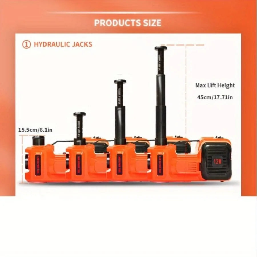 LCD Display Electric Car Jack 5 Ton LBS Hydraulic Jack with Electric Impact Wrench Portable Car Lift with Builtin Inflatable Pu