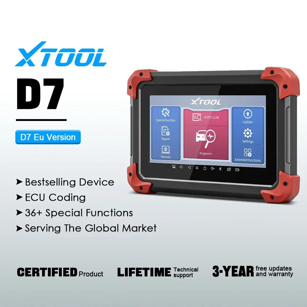 XTOOL D7 V2.0 OBD2 Scanner All System Car Diagnostic Tool Bi-directional Automotive Tool ECU Coding with 39+ Service Function