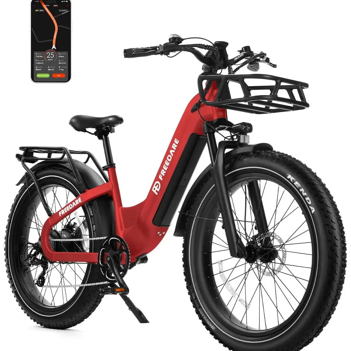 Smart Electric Mountain bike 48V 1000W (Peak W) Motor e dirt bike 26"*4.0" Ebike Adult motor Electric Bicycle with Basket