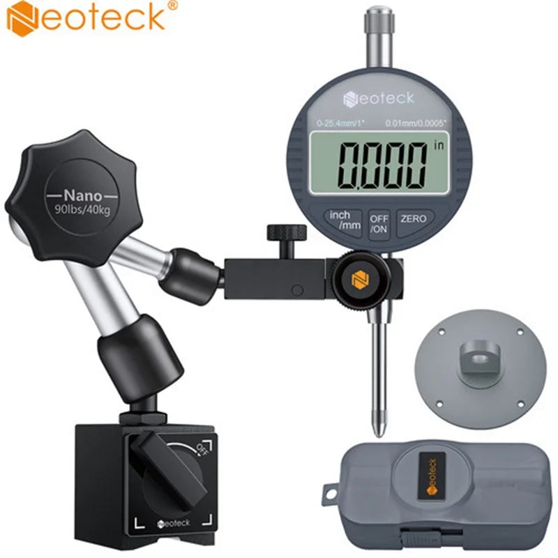 Neoteck Industrial 0-1" Dial Indicator Magnetic Base 0.0005" Accuracy Machinist Precision Testing Tools
