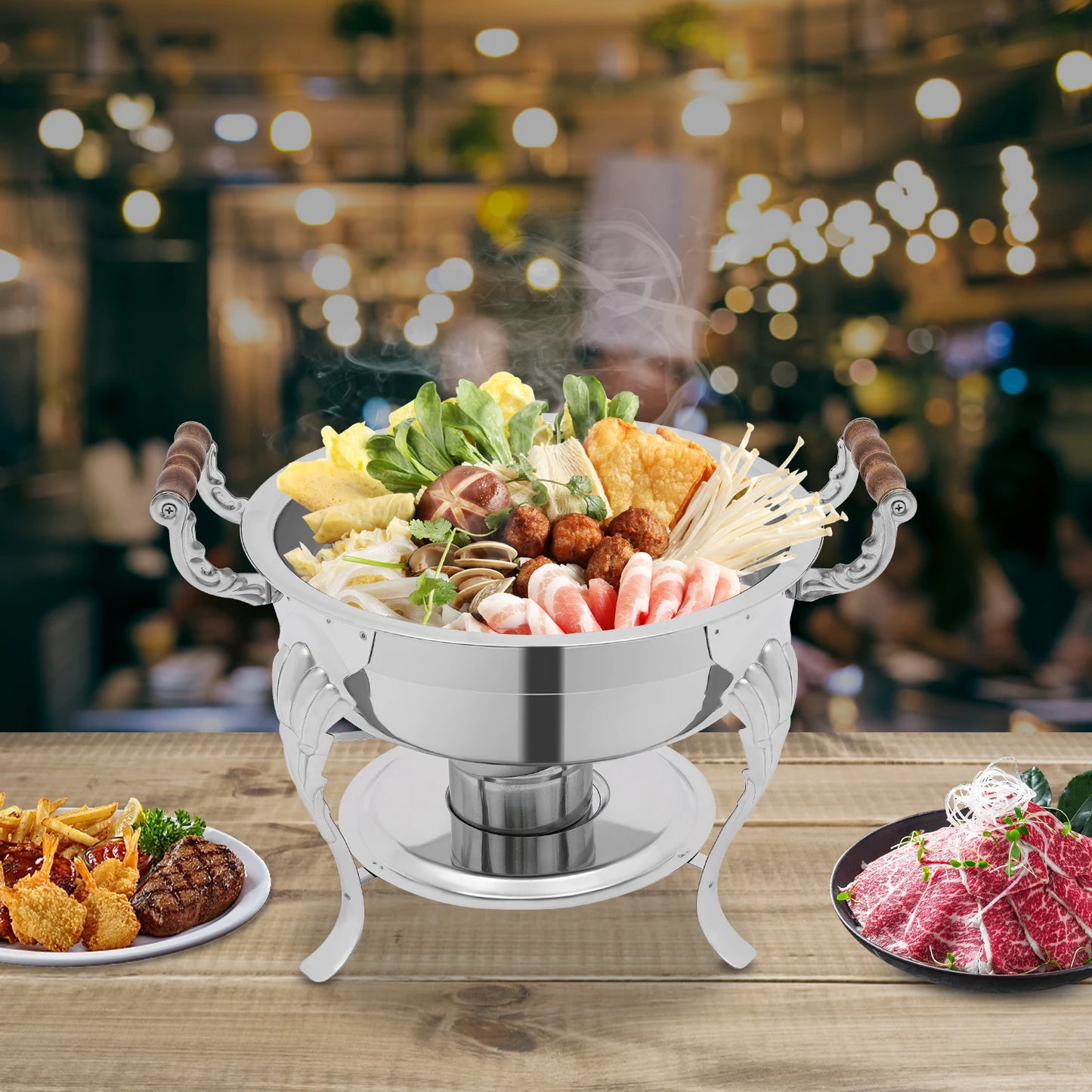 Round Chafing Dish Stainless Steel Chafing Dish Buffet Chafer Catering Chafers and Buffet Warmers with Fuel Holder