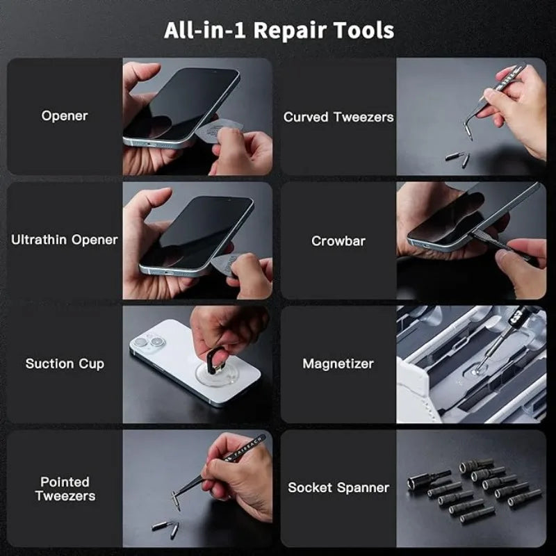 JAKEMY 180In1 Black Precision Cordless Electric Screwdriver Set,Magnetic Bits Multifunction Repair Kit For Laptop/Phone/Glasses