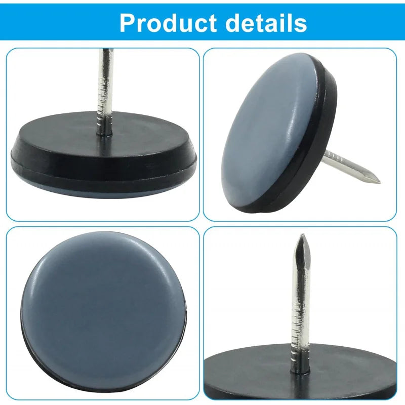 1 Nail on Furniture Sliders (24) - Heavy Duty PTFE Chair Leg Slider Glide Wooden Furniture Movers - Easy & Safe Floor Prot