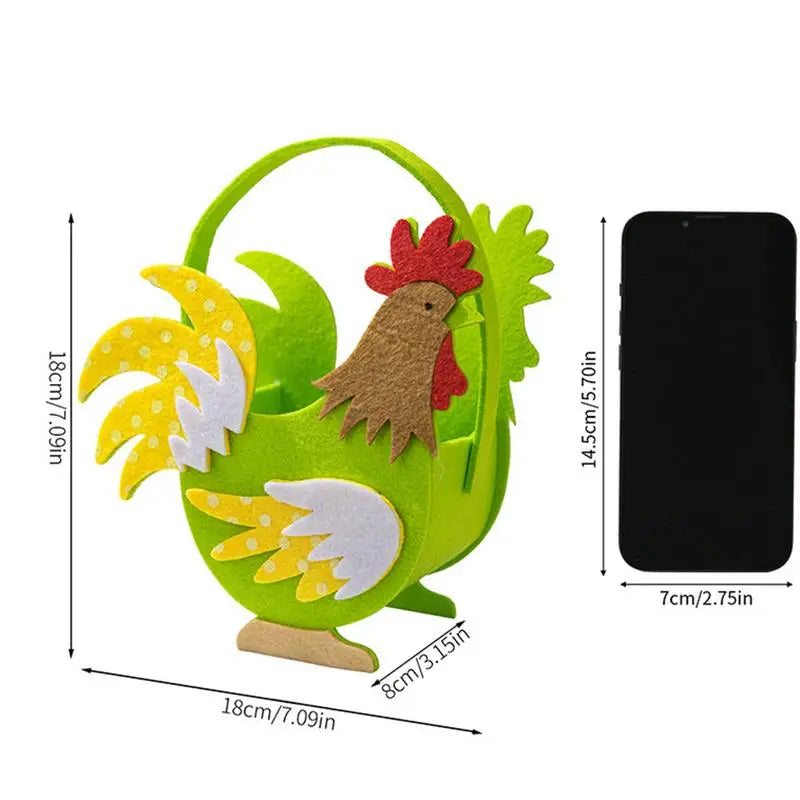 Easter Rooster Bucket Bags 3x Felt Easter Rooster Bucket Cute Funny Farmhouse Chicken Egg Holder With Handle For Boys Girls