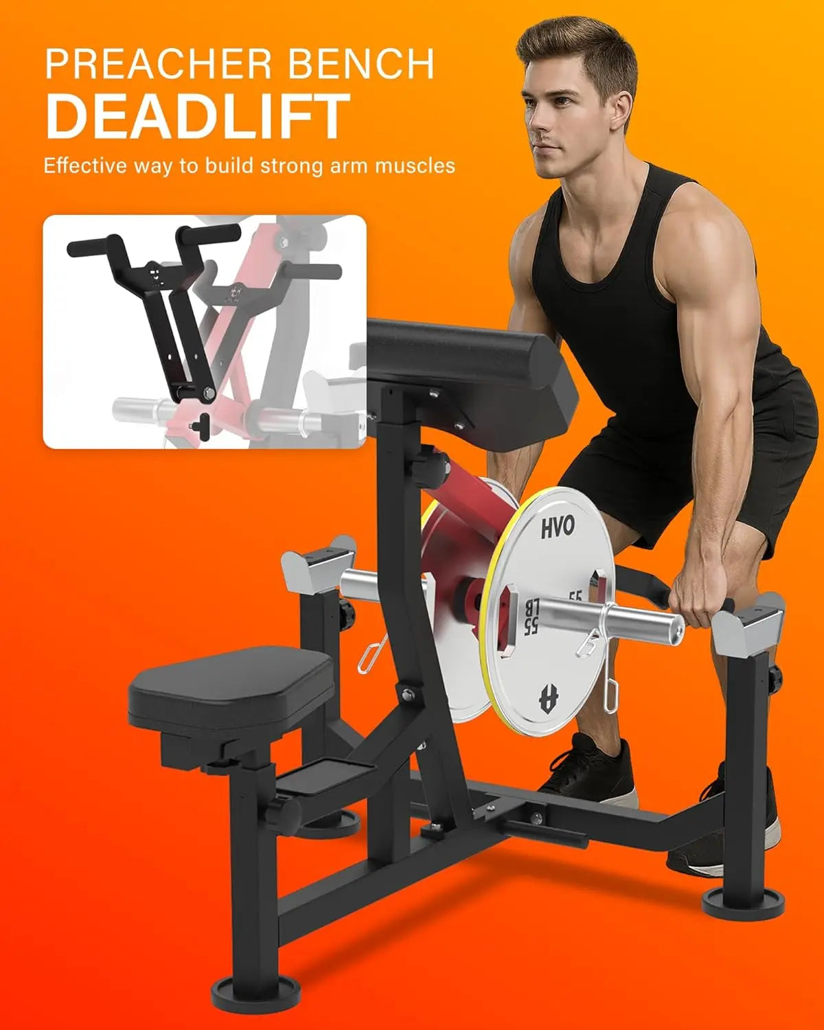 Bicep Machine Preacher Curl Machine 3 in 1 Arm Bicep Tricep Curl Machine Barbell Dumbell Bicep Station Workout Equipment with Ba