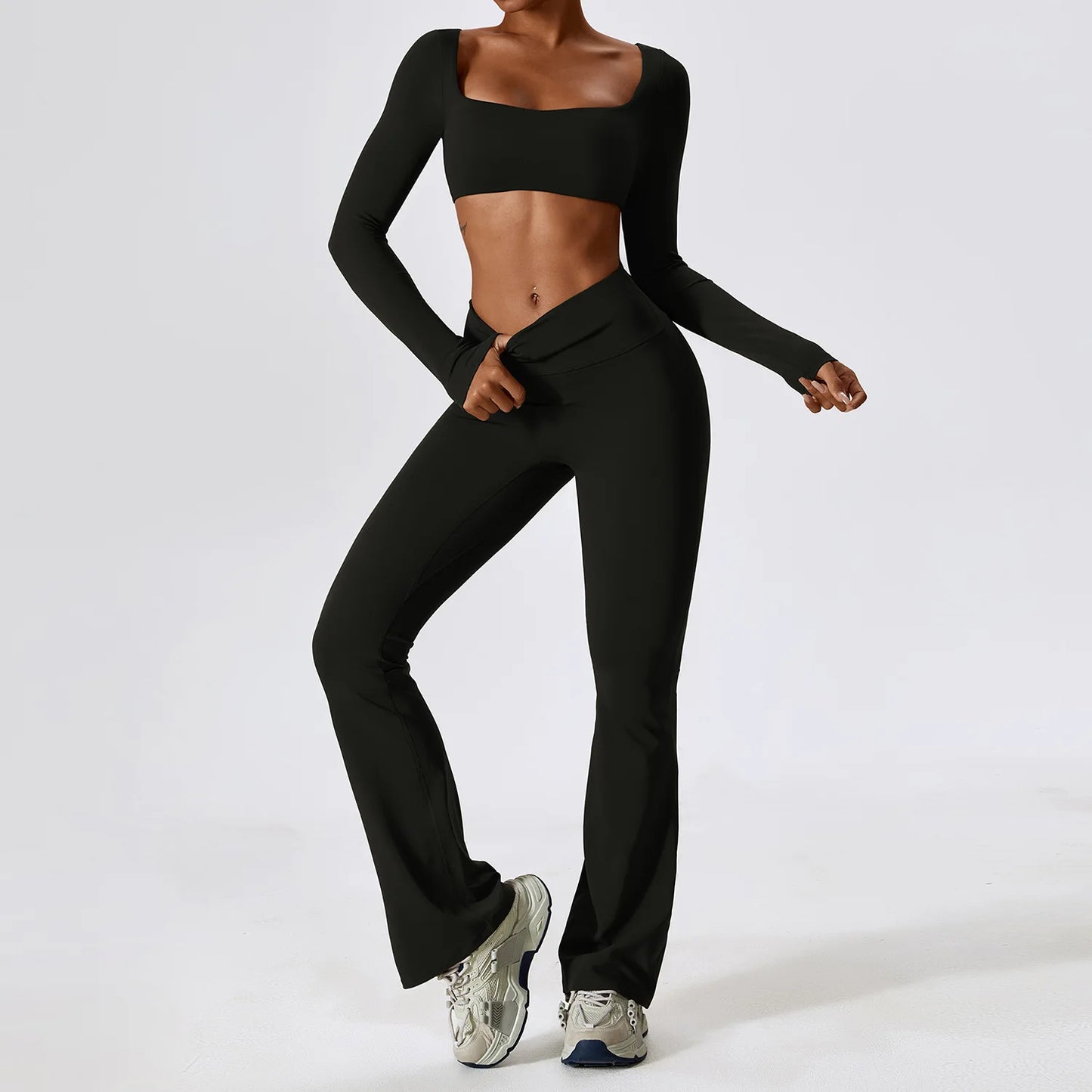 Naked Feeling Stretch Women Shockproof Workout Yoga Clothing Suit Running Quick Dry Tight Yoga Clothing Female Gym Workout Sets