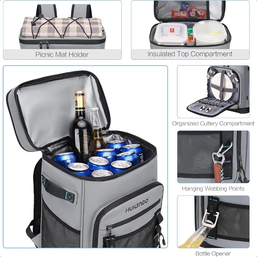Large Waterproof Insulated Cooler Backpack for Men Women Leak Proof Cooler Backpack for Camping Beach Fishing Picnic Travel Out