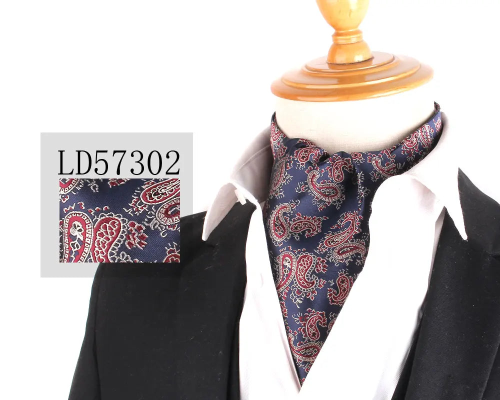 Jacquard Floral Paisley Cashew Tie Wedding Formal Cravat Ascot Scrunch Self British Gentleman Polyester Neck Tie For Men Luxury