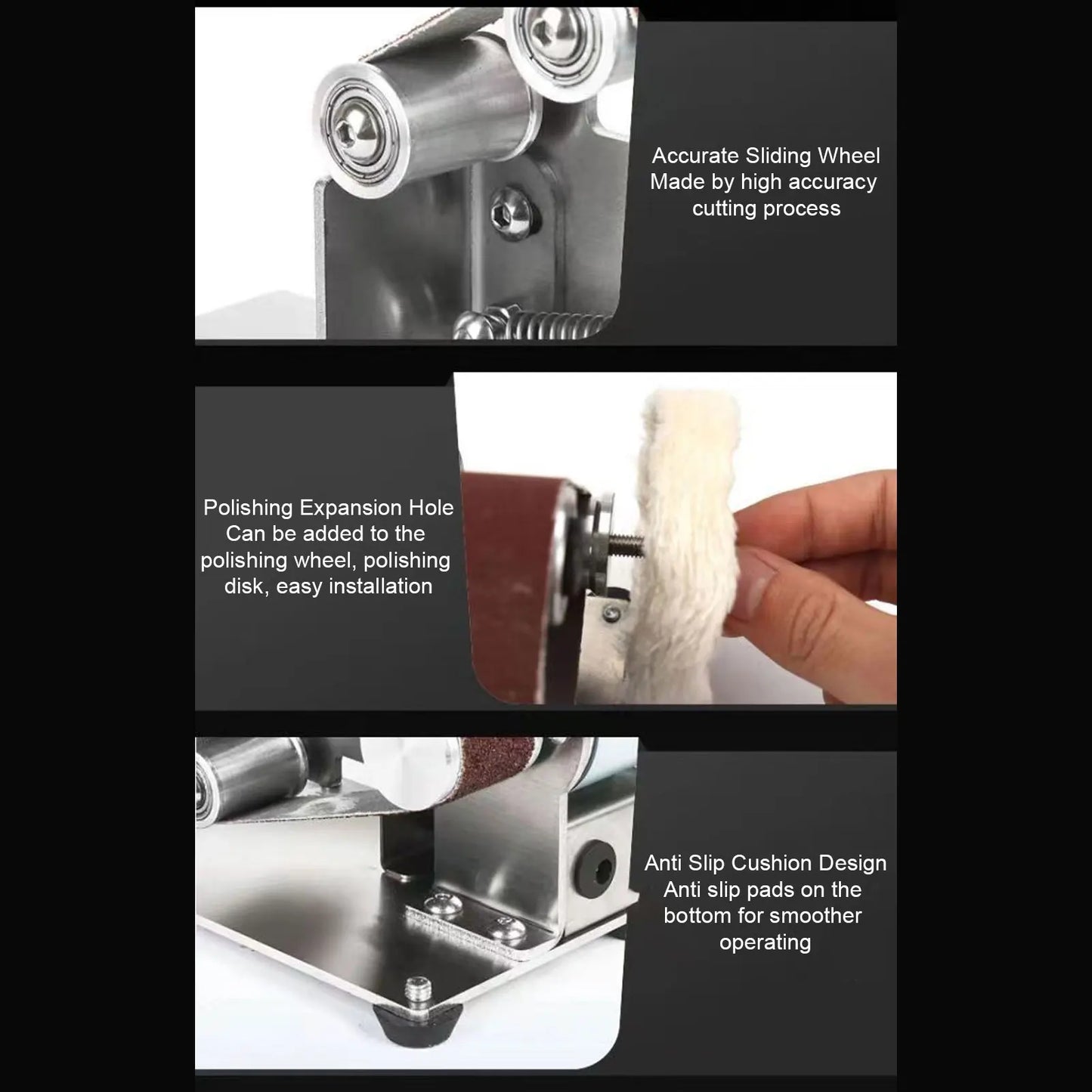 Mini Belt Sander Double Bearing Adjustable Angle Vertical Belt Sanding Machine Benchtop Belt Sander for Home