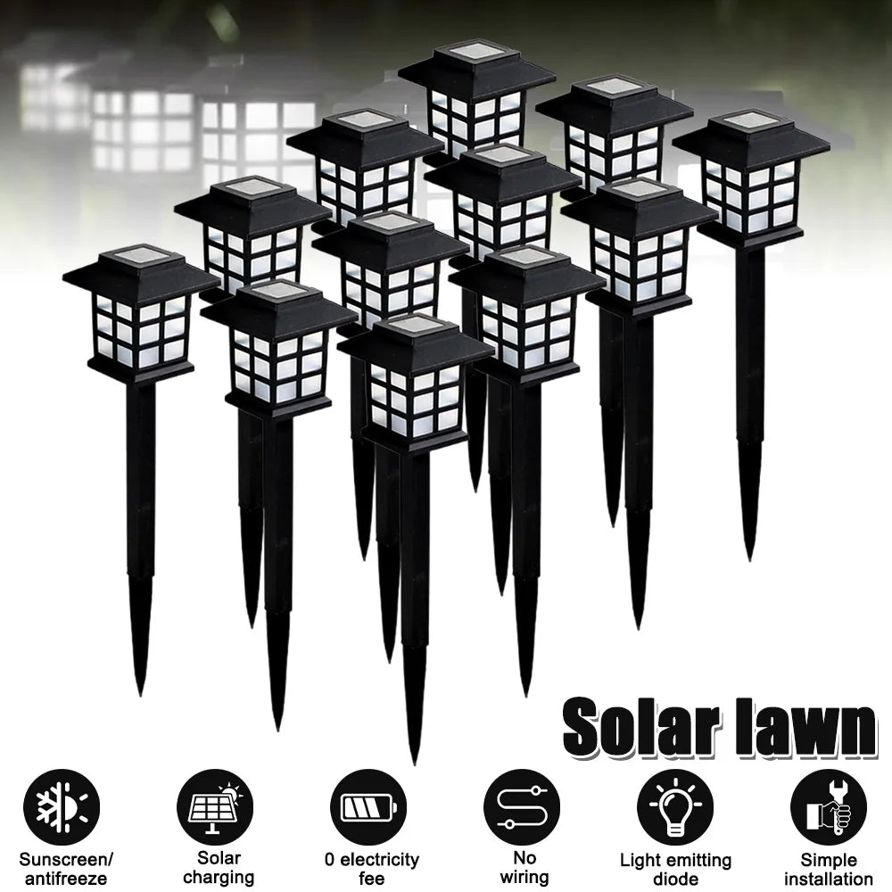 12pcs LED Solar Pathway Lawn Lights Outdoor Waterproof Solar Lamp Decoration for Garden Walkway Path Driveway Patio Yard & Lawn