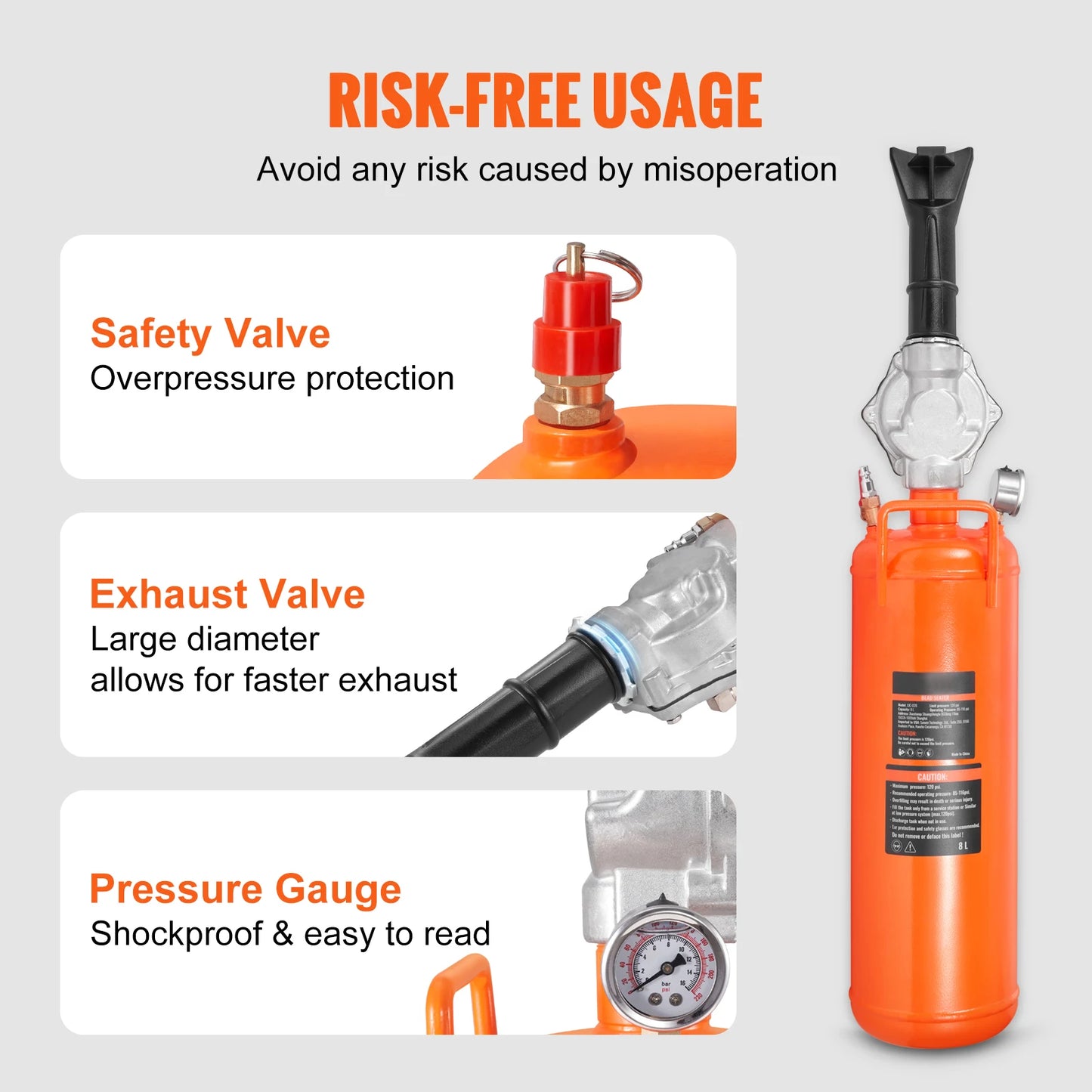 SucceBuy Tire Bead Seater 8L Air Tire Bead Blaster 120 PSI Handheld Bead Bazooka Upgraded Portable Tire Inflator Tool for Truck