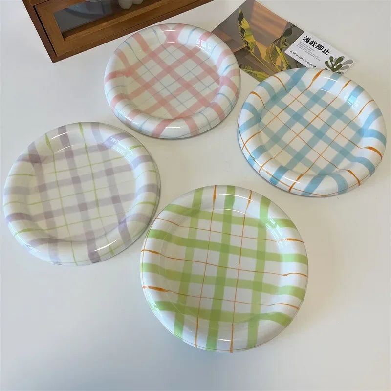 Cute Korean Ceramic Plate Unique Plate For Cake Food Dinner Breakfast Dessert Salad Decorative Dish Table Decorations Small dish