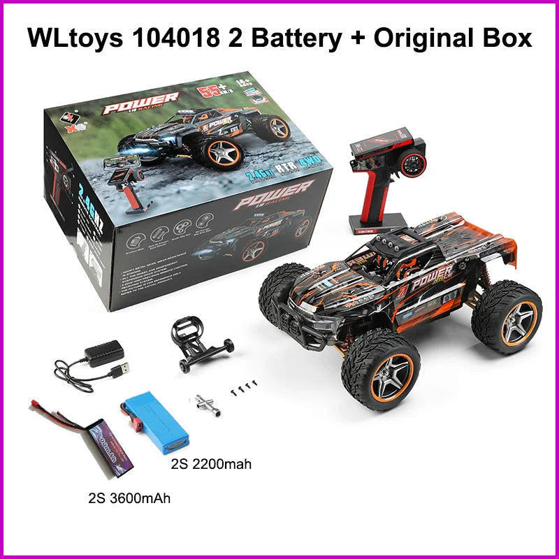 Original Brushless 55KMH WLtoys 104018 1/10 RC Car 2.4G Remote Control 4WD Off Road Drift Alloy Racing Truck