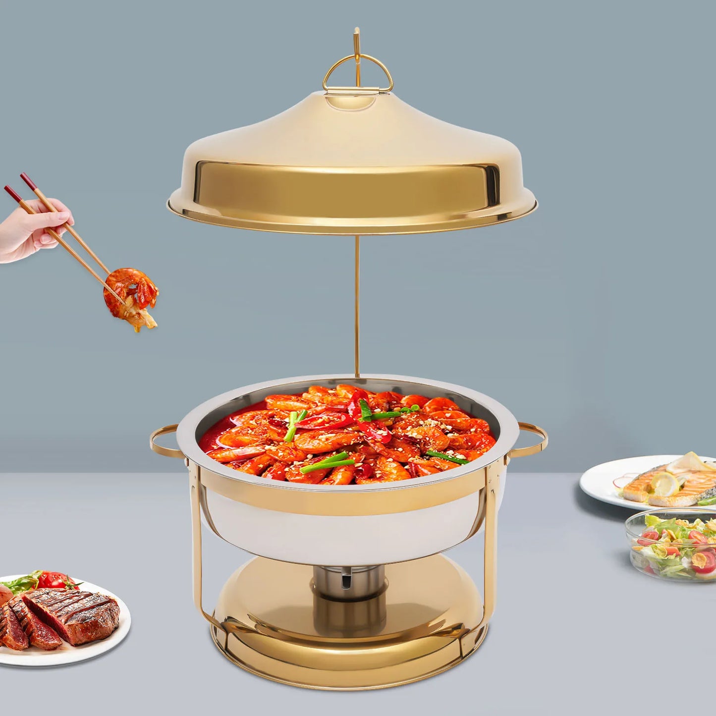 Bymaocar 9L Chafing Dish Buffet Set Stainless Steel with Top Lid Buffet Servers and Warmers for party restaurants,hotels,schools
