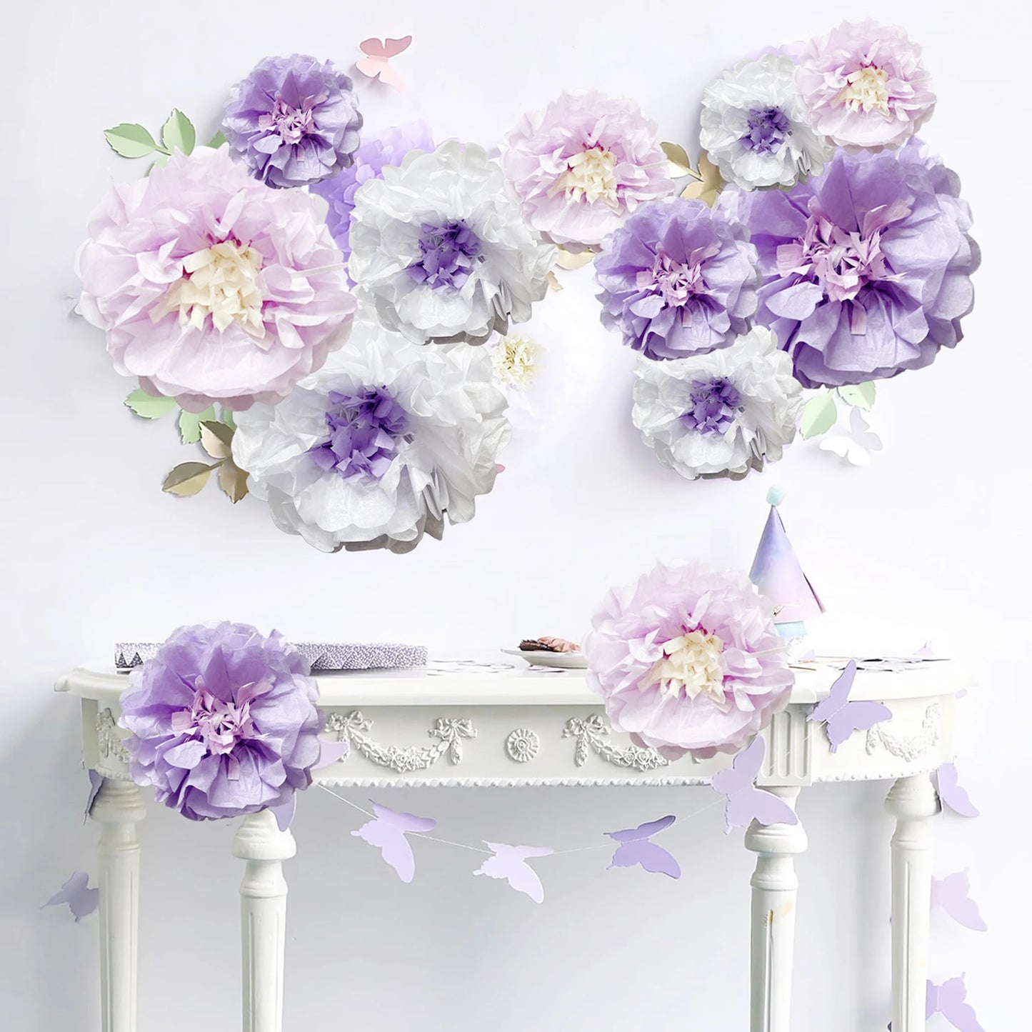 12Pcs Handmade Tissue Paper Flowers Set for Party Backdrop Wedding Birthday Craft Decoration DIY Floral Theme