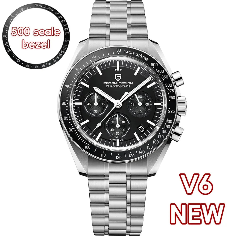 PAGANI DESIGN 2025 New Moon Watches Men Quartz Watch For Men Auto Date Speed Sport Chronograph AR Sapphire Mirror Wrist watch