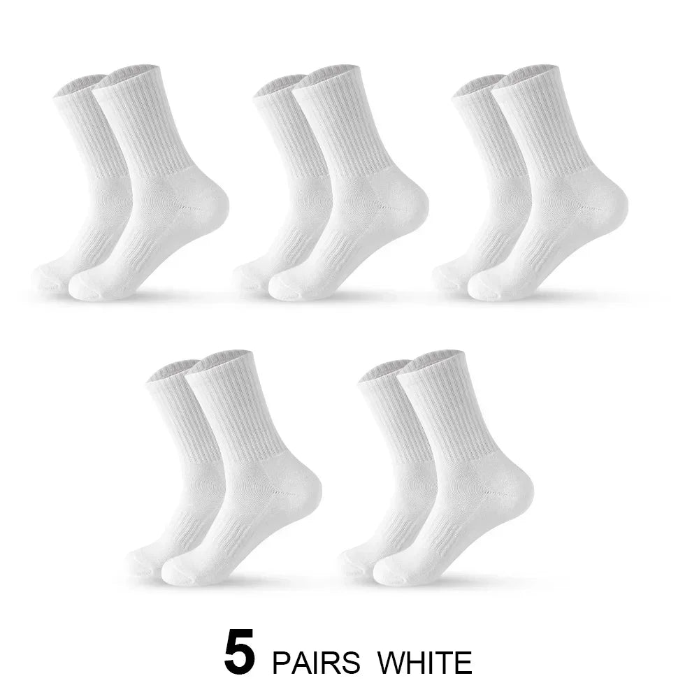 5Pairs Brand Men Cotton New Style White Socks Men Soft Breathable Sports Long socks Summer Winter for Male Socks Plus Size