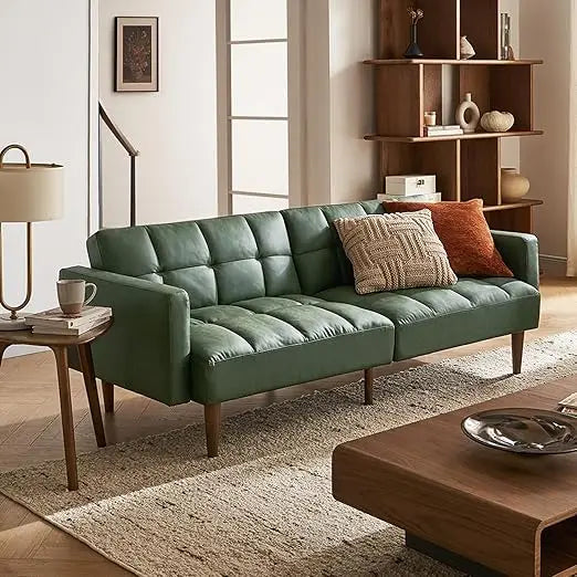 Mid Century Modern Futon Sofa Bed, 76.8" Loveseat Sleeper Couch for Small Spaces, Living Room Furniture