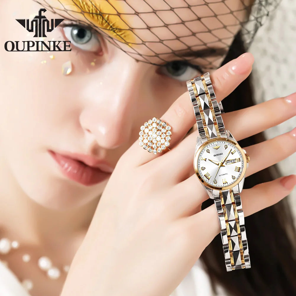 OUPINKE 3171 Fashion Ladies Watches Bracelet Set Box Automatic Mechanical Watch for Women Date Brand Original Luxury Wristwatch