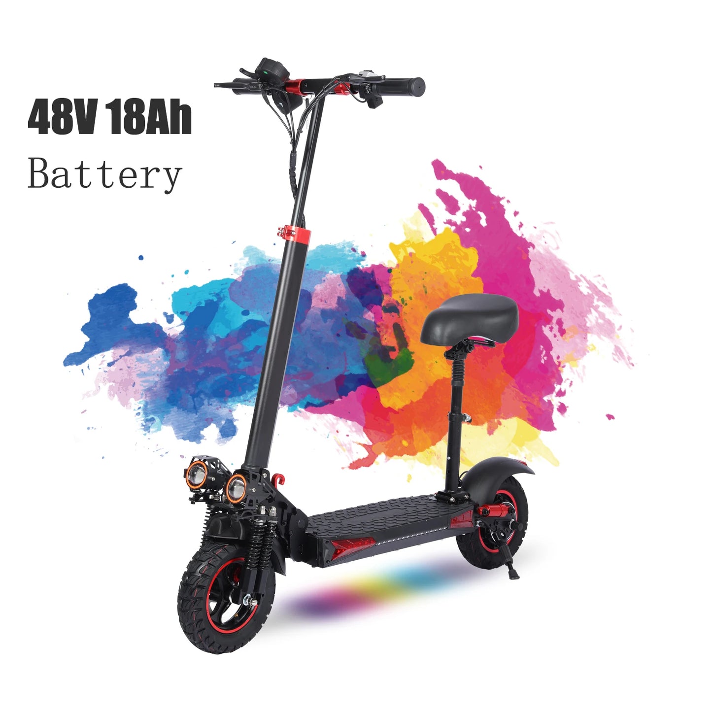 Foldable 1200W Electric Scooter with Seat for Adults, 11'' Off-road Tires, Dual Brake and Suspension System Commuter E-scooter