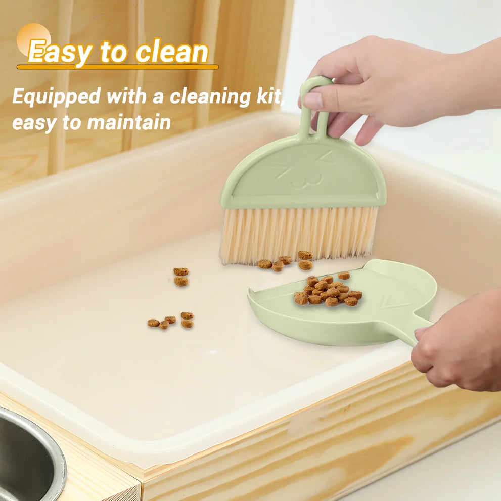 4 In 1 Rabbit Hay Feeder With Litter Box Wooden Feeder Toilet Combo Easy Clean 2 Bowls Included Perfect For Bunny