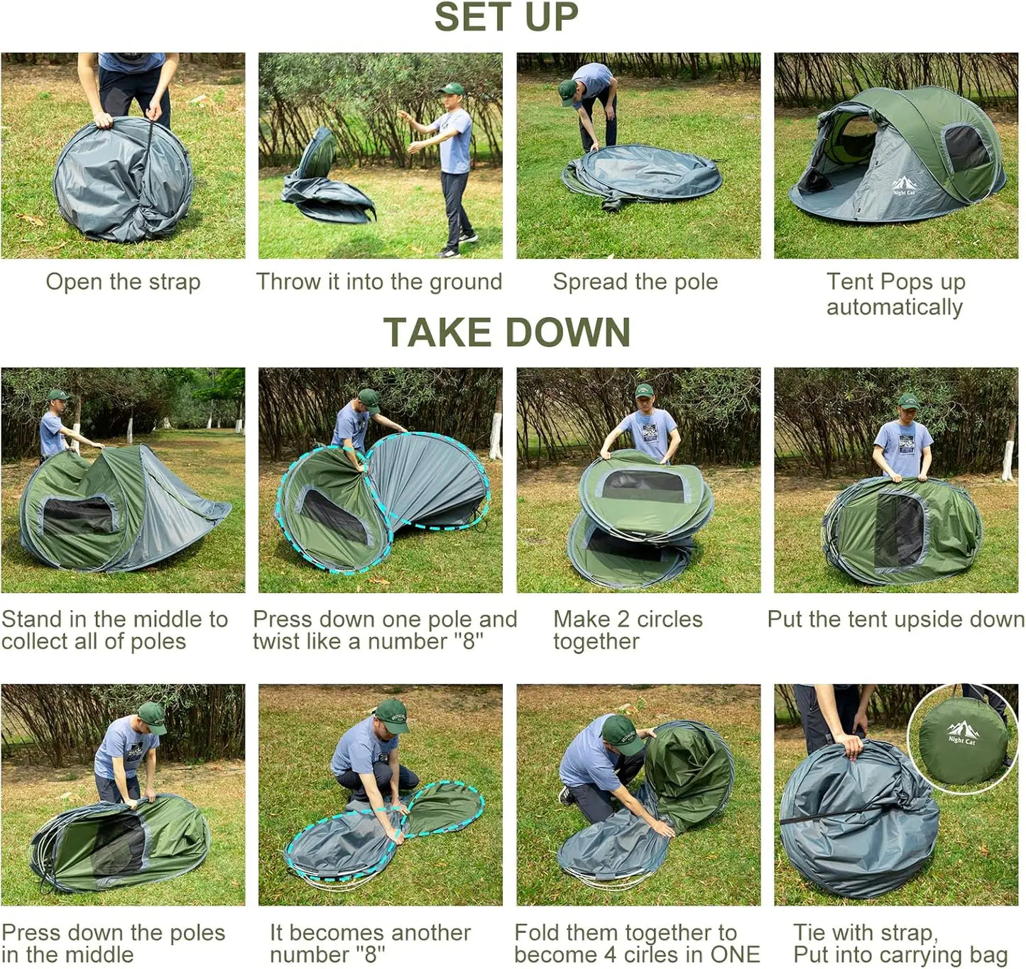 Pop-up Camping Tent: 2 Person Tent Waterproof Instant Easy Setup Family Tent