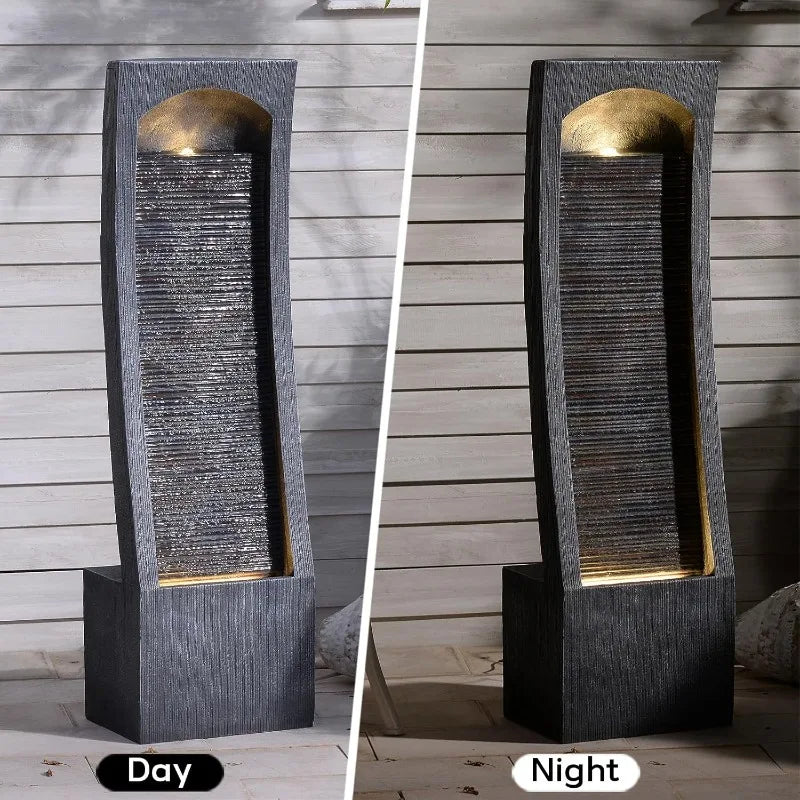 42.3" H Water Feature Outdoor Faux Slate Contemporary Waterfall Fountain Indoor for Garden, Backyard, Deck,