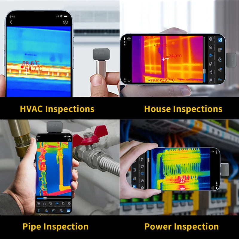 (for Android) P2 Thermal Imaging Camera Heat Detection for HVAC Checking 1112℉ Infrared Thermal Imager