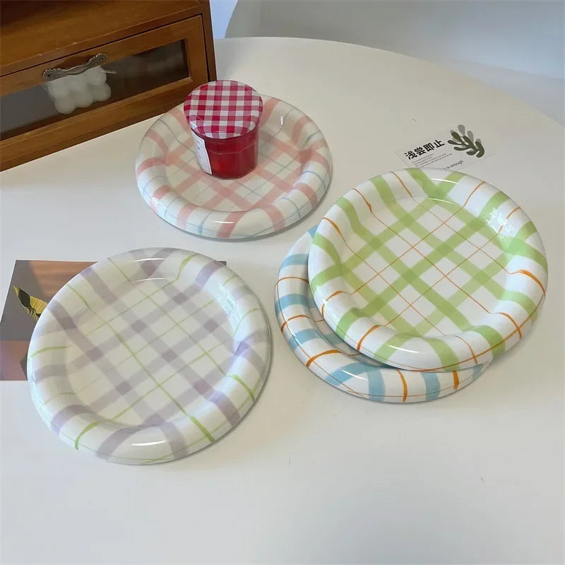 Cute Korean Ceramic Plate Unique Plate For Cake Food Dinner Breakfast Dessert Salad Decorative Dish Table Decorations Small dish