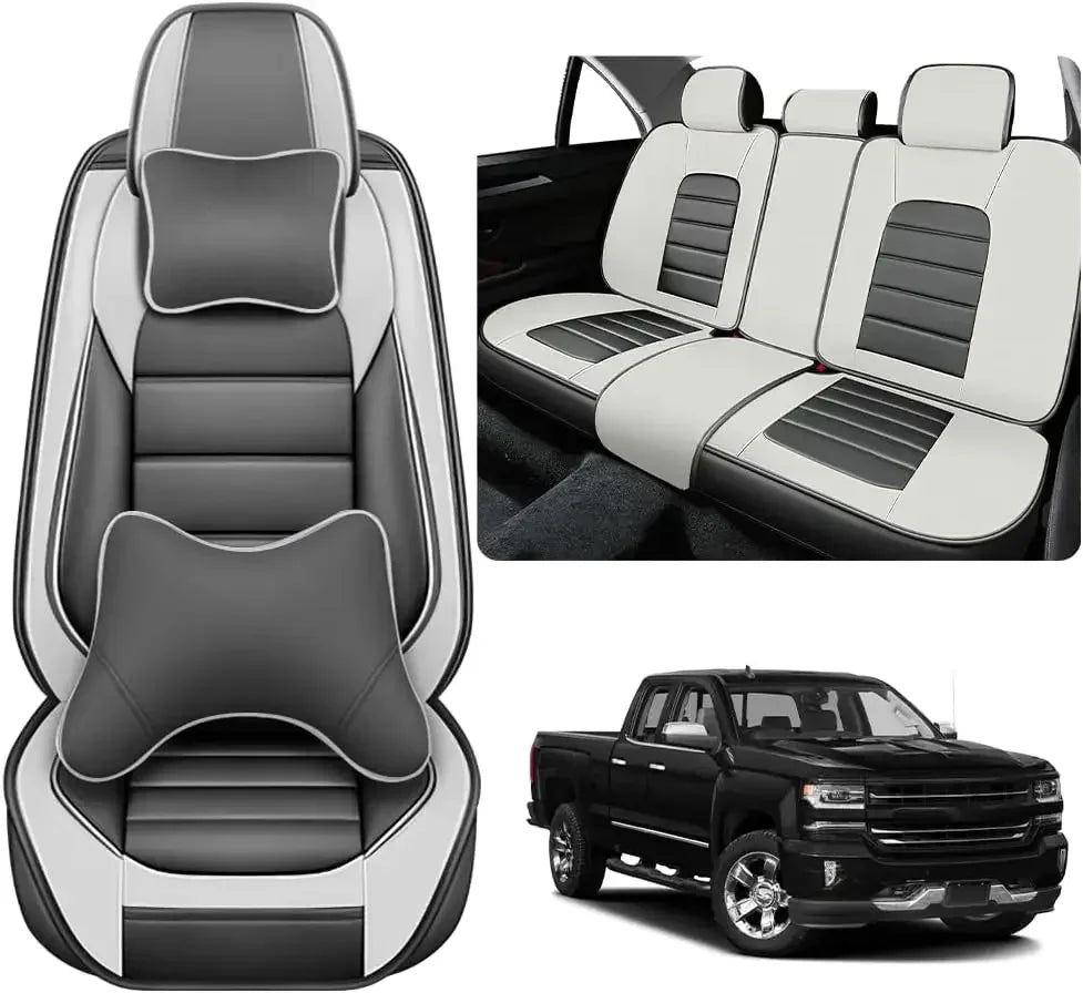 Seat Covers Fit for Toyota Tacoma 2006-2024, Waterproof Nappa Leather Full Coverage Truck Seat Cover, Muscle Sport Style Auto In