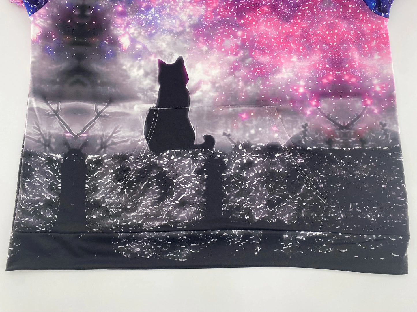 Plus Size Women's Hooded Sweatshirt Star Cat Print Hooded Sweatshirt, with Flap Pocket Pantss