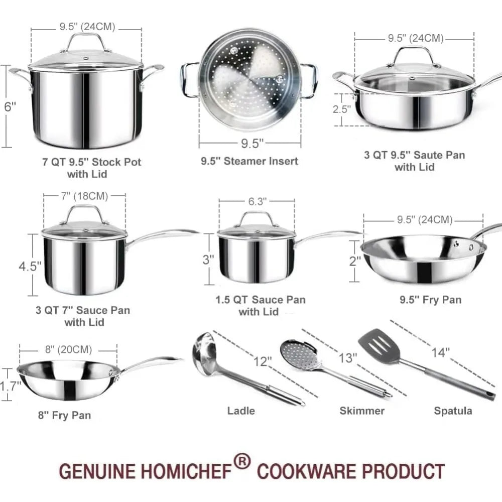 14 Piece Stainless Steel Cookware Set Whole Clad 3 Ply