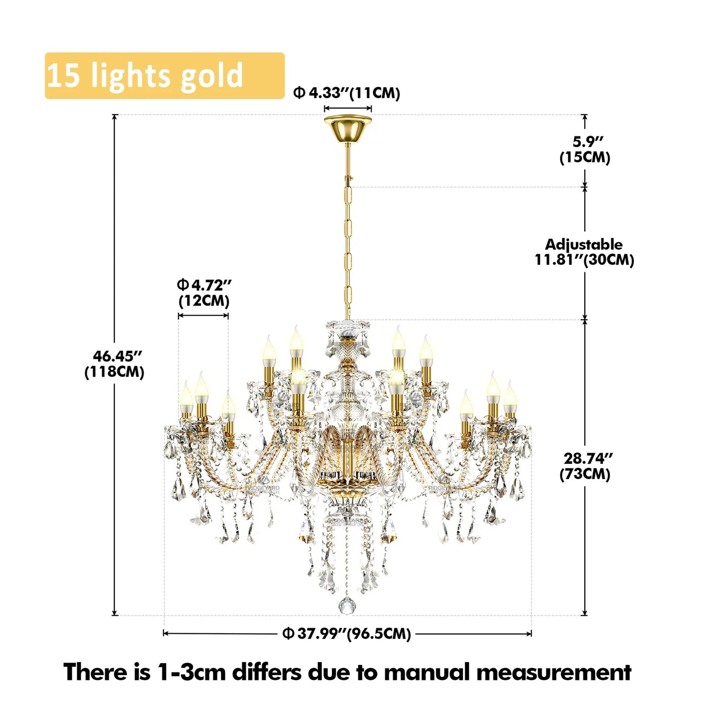 Ridgeyard 4-18 Arms K9 Crystal Chandelier Modern Luxury Boutique Country Style For Hallway Living/Dining Room Bedroom Home Light