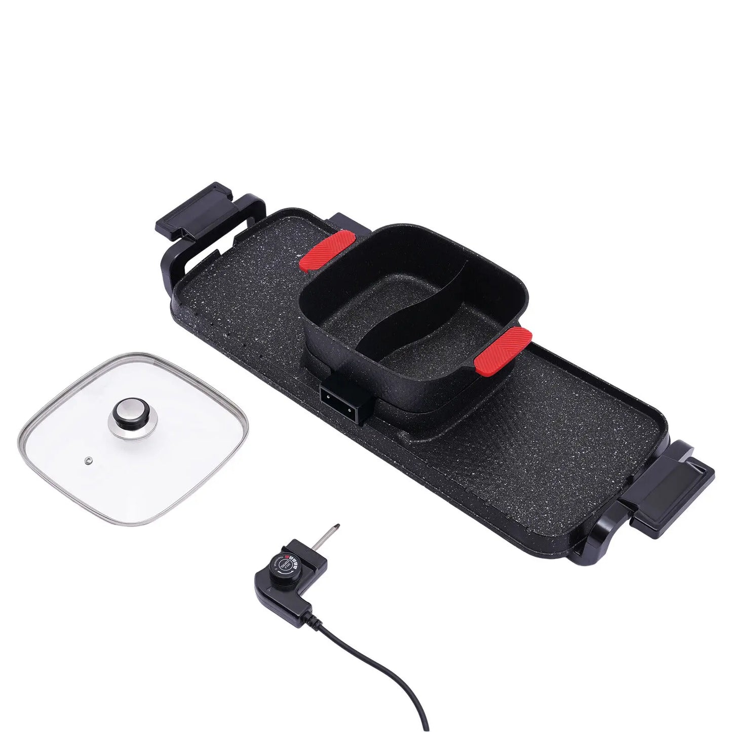 Electric 2 in 1 Hot Pot BBQ Oven Smokeless Barbecue Pan Grill Hotpot Machine
