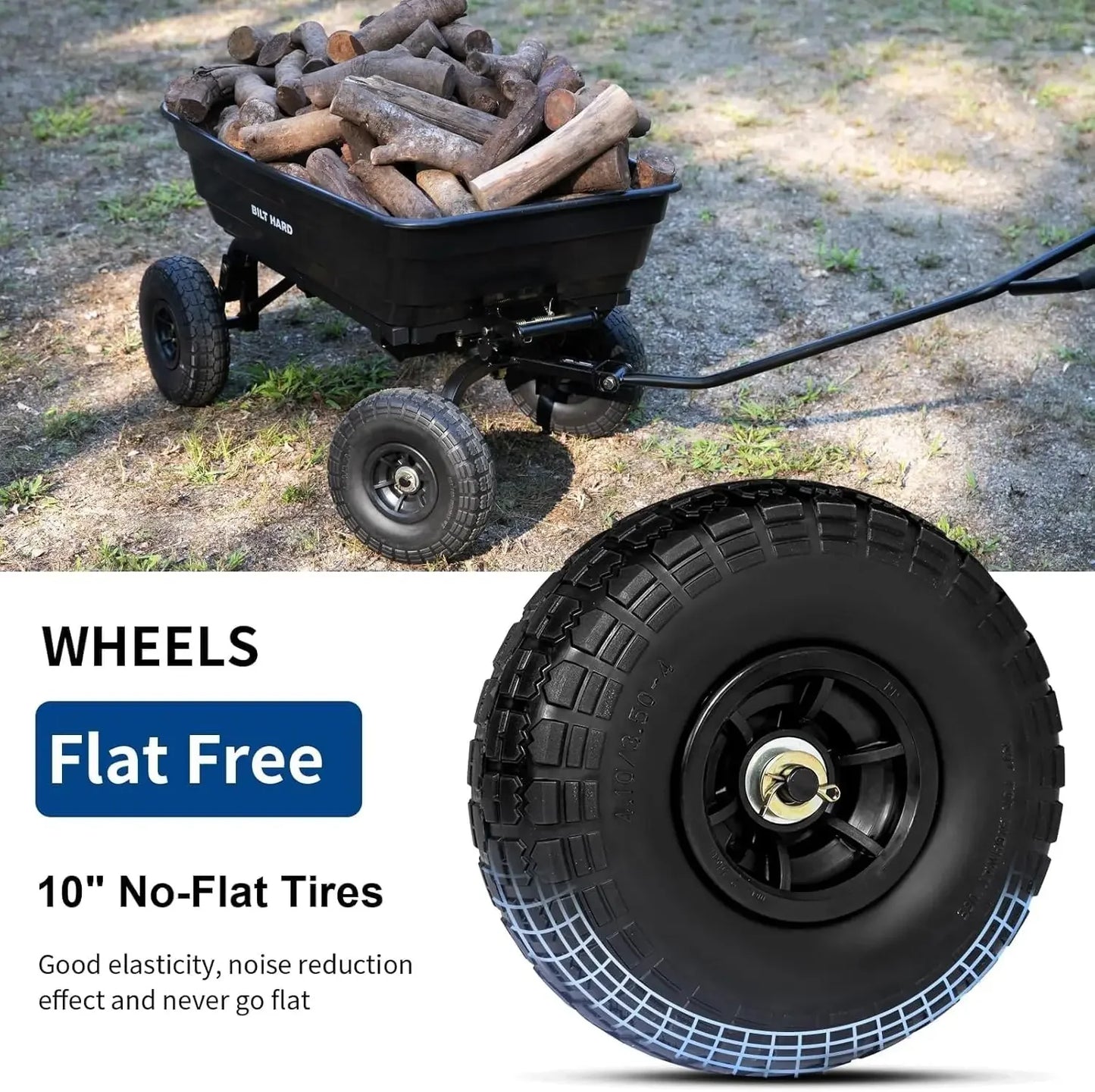 4 Cu Ft Dump Wagon Heavy Duty for Yard, Quick Release, Poly Garden Dump Cart 600 lbs with No Flat Tires, Outdoor