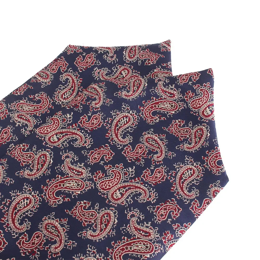 Jacquard Floral Paisley Cashew Tie Wedding Formal Cravat Ascot Scrunch Self British Gentleman Polyester Neck Tie For Men Luxury